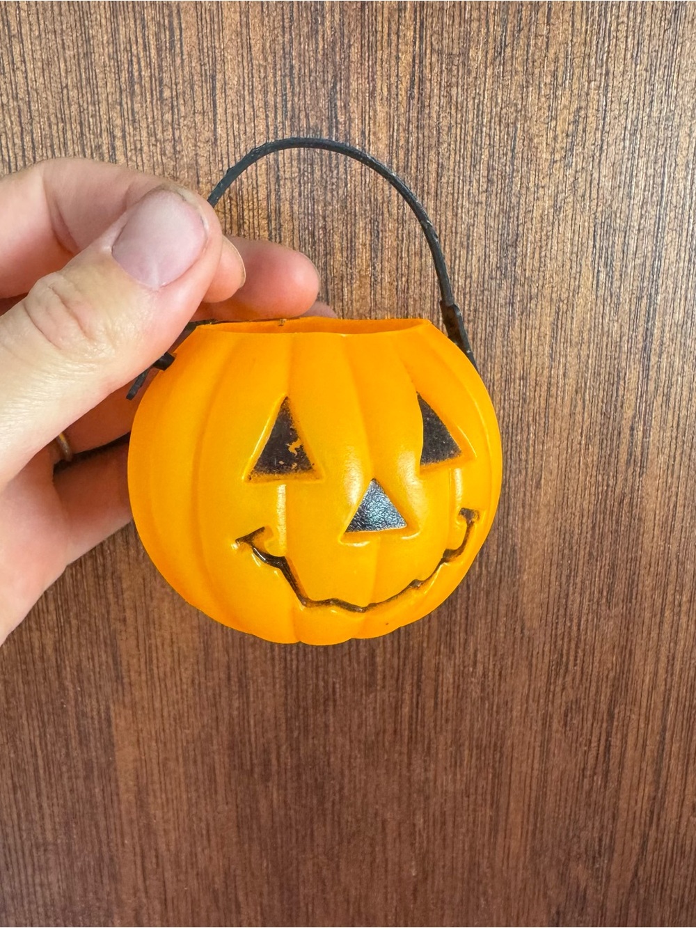 Vintage Pumpkin Jack O Lantern Halloween Treat Pail American Girl size